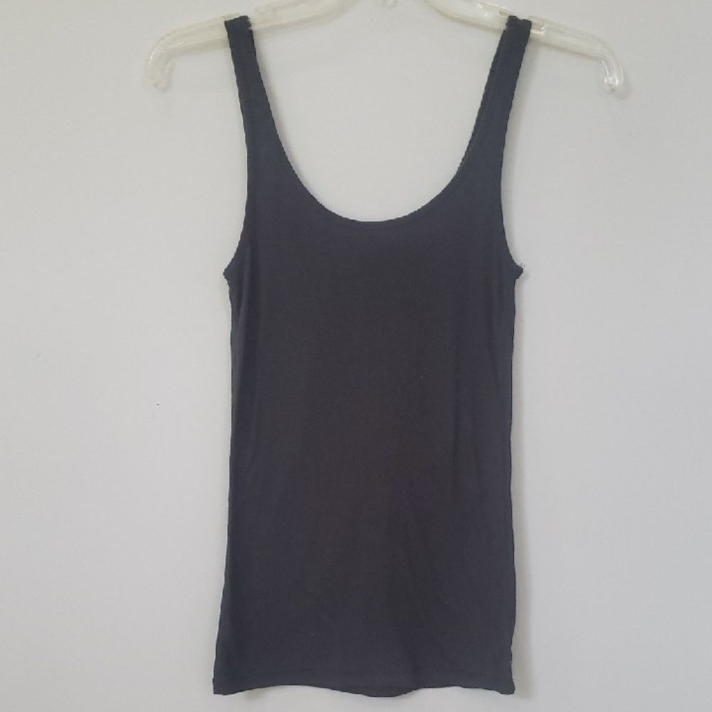 American Eagle Outfitters Top Womens S Charcoal Tank Rib Knit Y2K long Torso